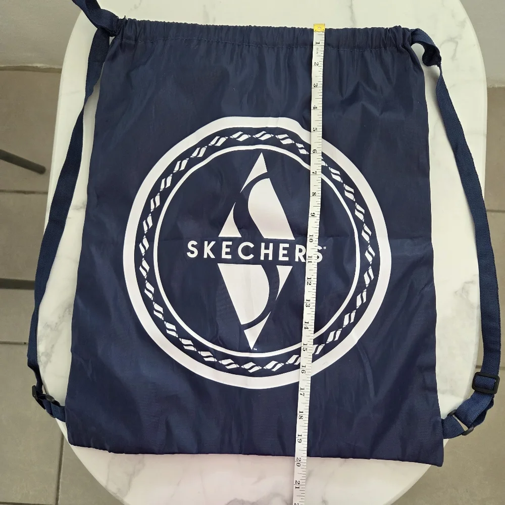 Unisex Skechers Navy Blue and White Drawstring Logo Backpack